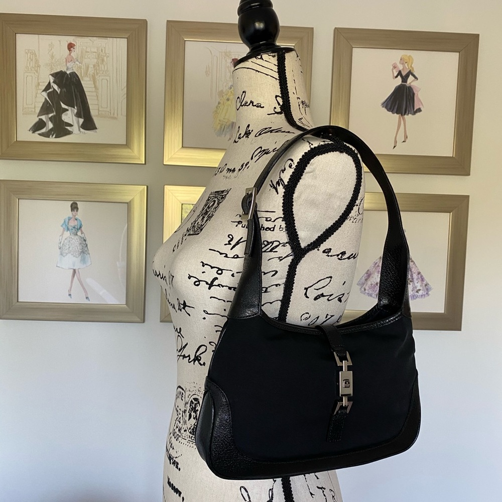 ✨SOLD!✨SALE✨Gucci Jackie O RARE! Leather Nylon Bag - Picture 5 of 16